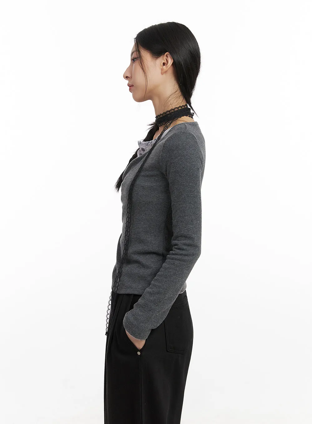 Asymmetric Slim-Fit Buttoned Cardigan CN426