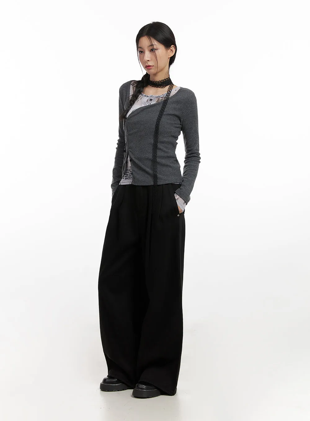 Asymmetric Slim-Fit Buttoned Cardigan CN426