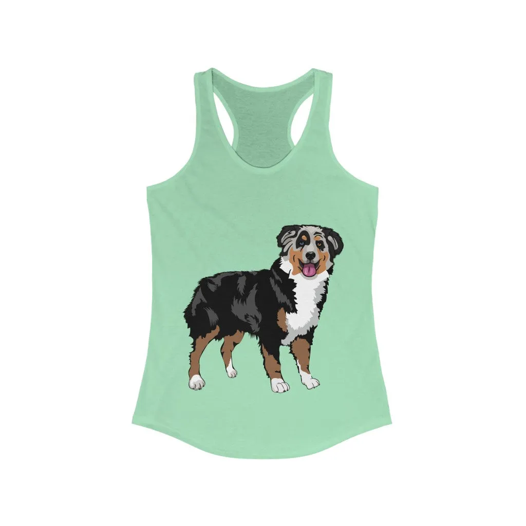 Australian Shepherd Women's Ideal Racerback Tank, XS-2XL, 15 Colors, Slim Fit, Extra LIght Fabric, FREE Shipping, Made in USA!!