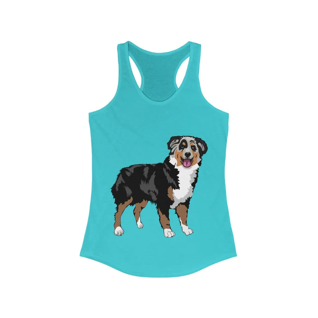 Australian Shepherd Women's Ideal Racerback Tank, XS-2XL, 15 Colors, Slim Fit, Extra LIght Fabric, FREE Shipping, Made in USA!!