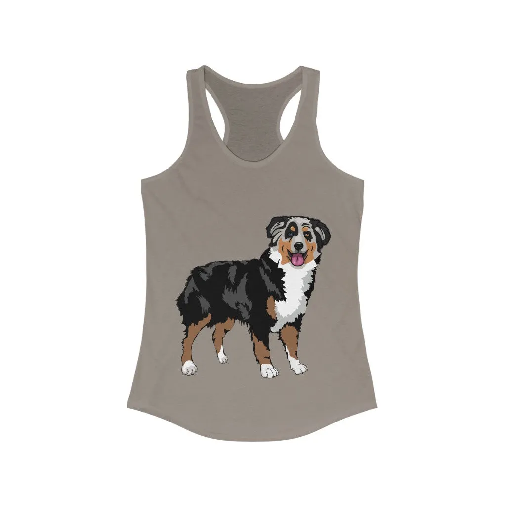 Australian Shepherd Women's Ideal Racerback Tank, XS-2XL, 15 Colors, Slim Fit, Extra LIght Fabric, FREE Shipping, Made in USA!!