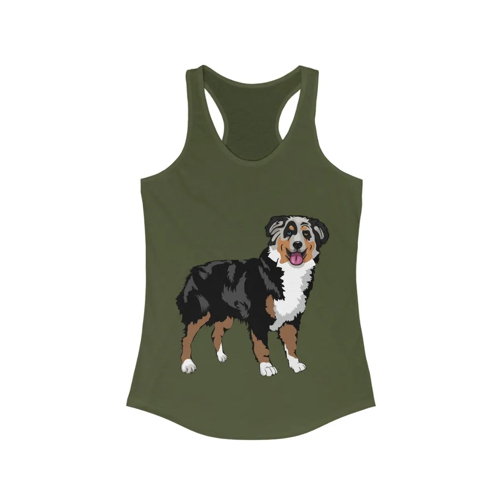 Australian Shepherd Women's Ideal Racerback Tank, XS-2XL, 15 Colors, Slim Fit, Extra LIght Fabric, FREE Shipping, Made in USA!!