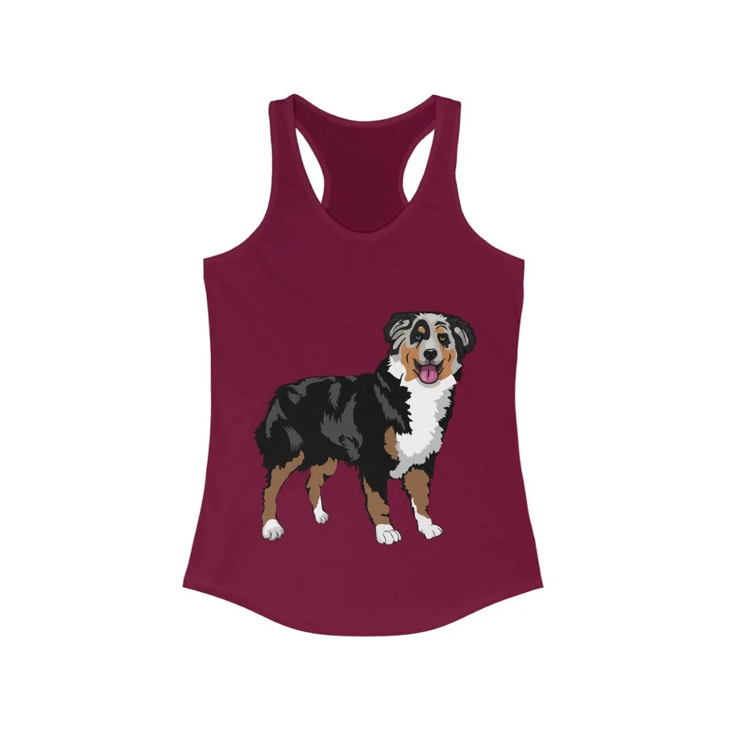 Australian Shepherd Women's Ideal Racerback Tank, XS-2XL, 15 Colors, Slim Fit, Extra LIght Fabric, FREE Shipping, Made in USA!!