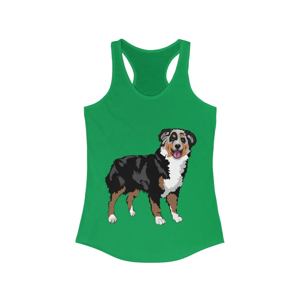 Australian Shepherd Women's Ideal Racerback Tank, XS-2XL, 15 Colors, Slim Fit, Extra LIght Fabric, FREE Shipping, Made in USA!!