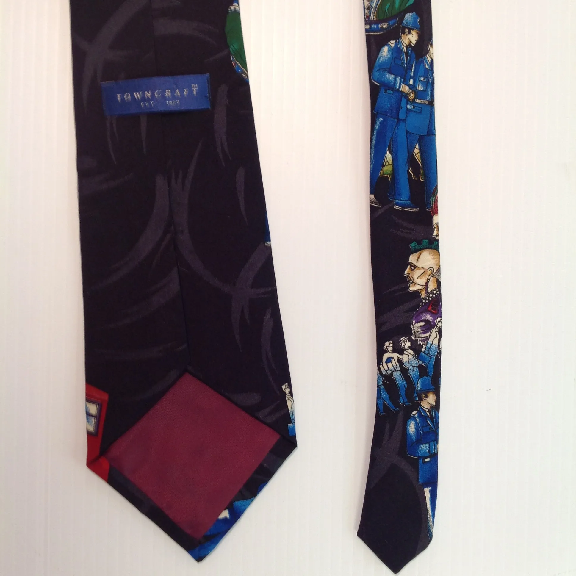 Authentic Towncrest Nylon British Punk Street Bobbies London Underground Men's Black Tie