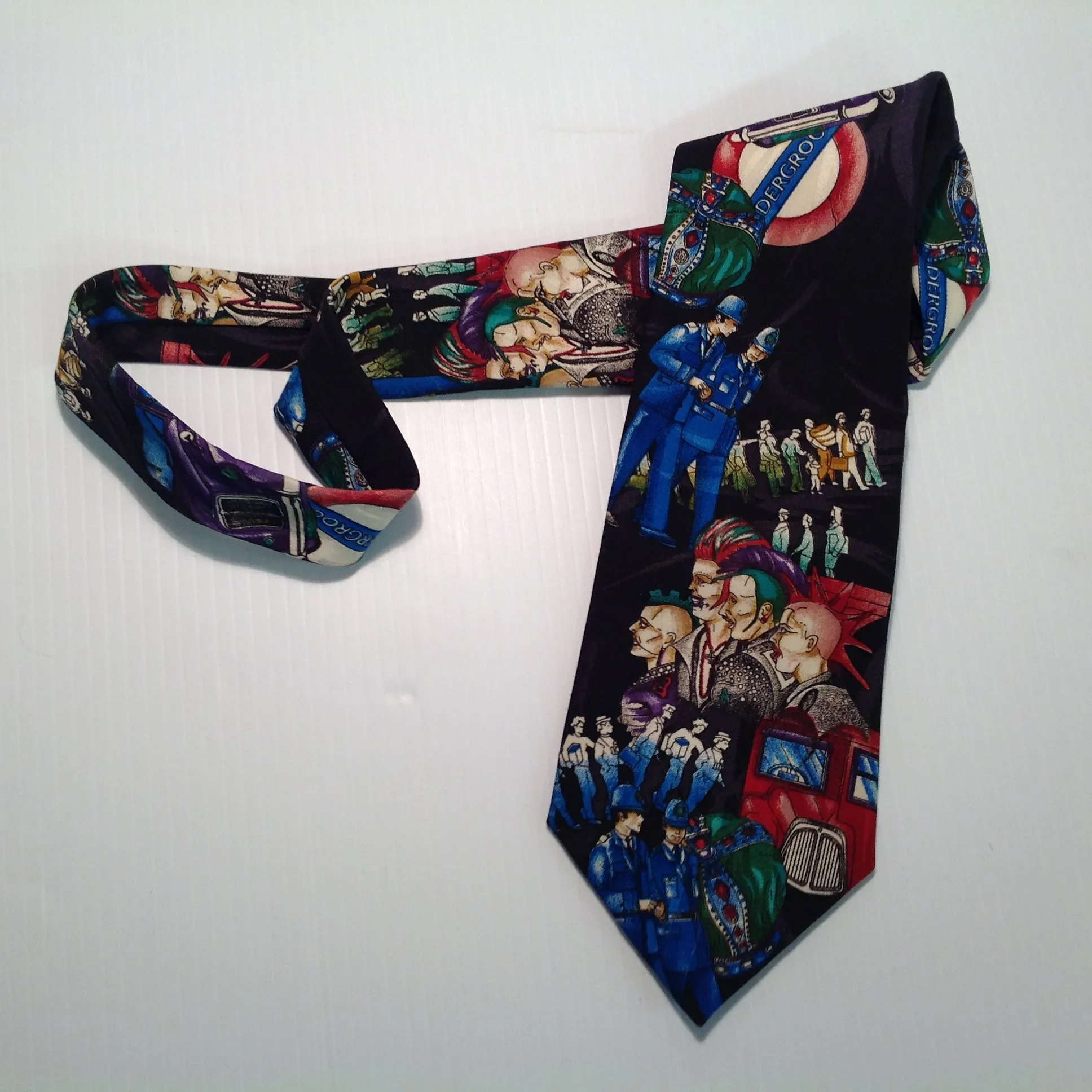 Authentic Towncrest Nylon British Punk Street Bobbies London Underground Men's Black Tie