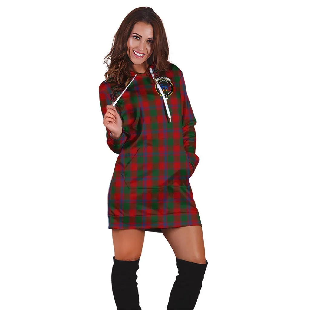 Bruce Old Tartan Hoodie Dress with Family Crest