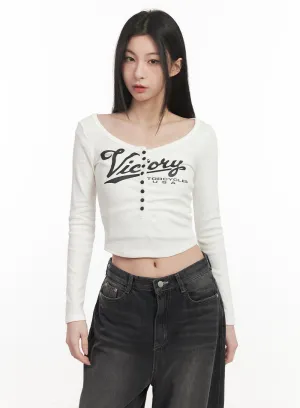 Buttoned Slim-Fit Crop Top CF514