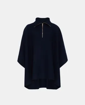Cashmere Mix Zip Neck Cape Jumper