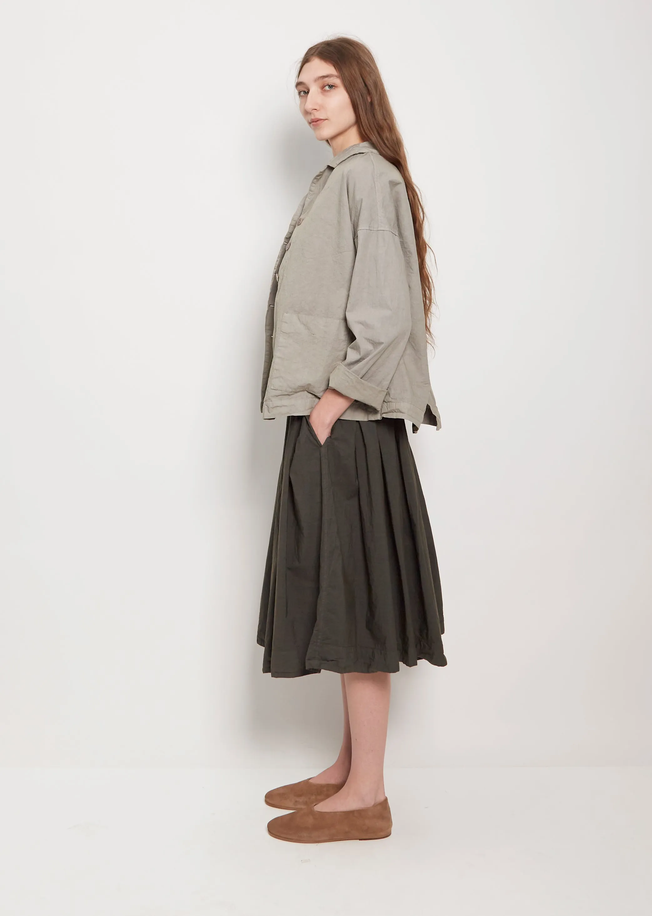 Cotton Canvas Loose Blazer — Stone Grey