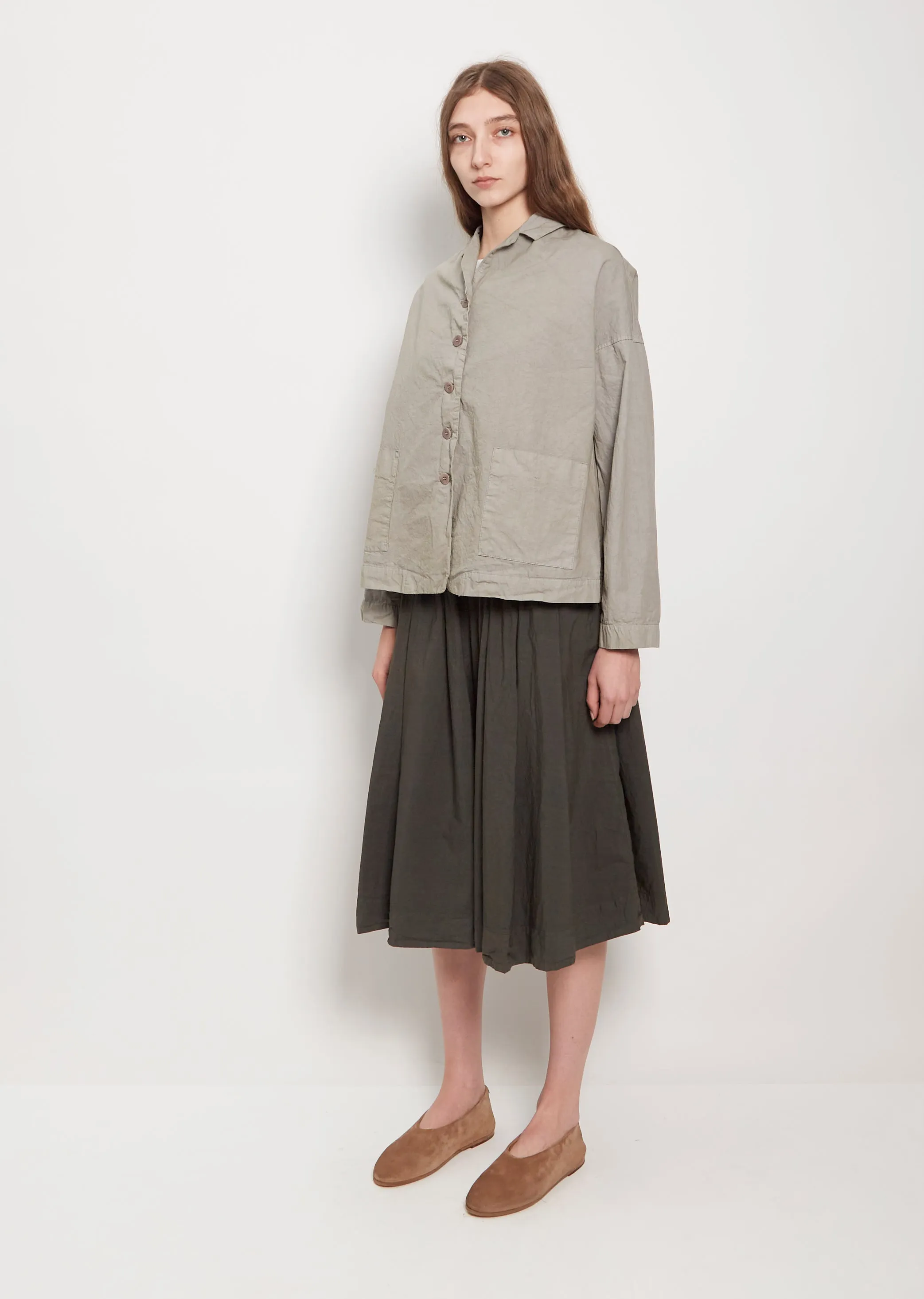 Cotton Canvas Loose Blazer — Stone Grey
