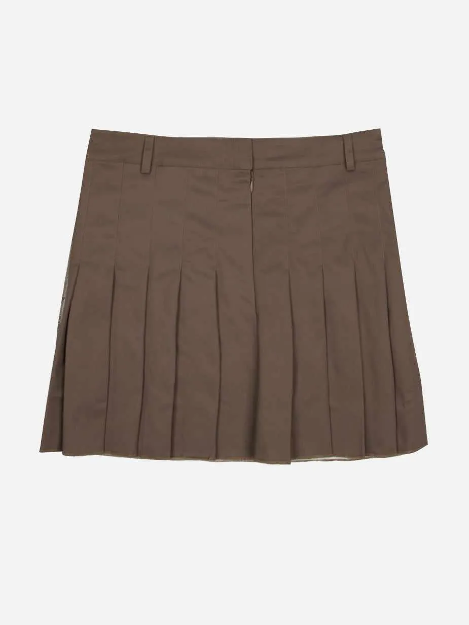 Face Pleated Back Mini Skirt