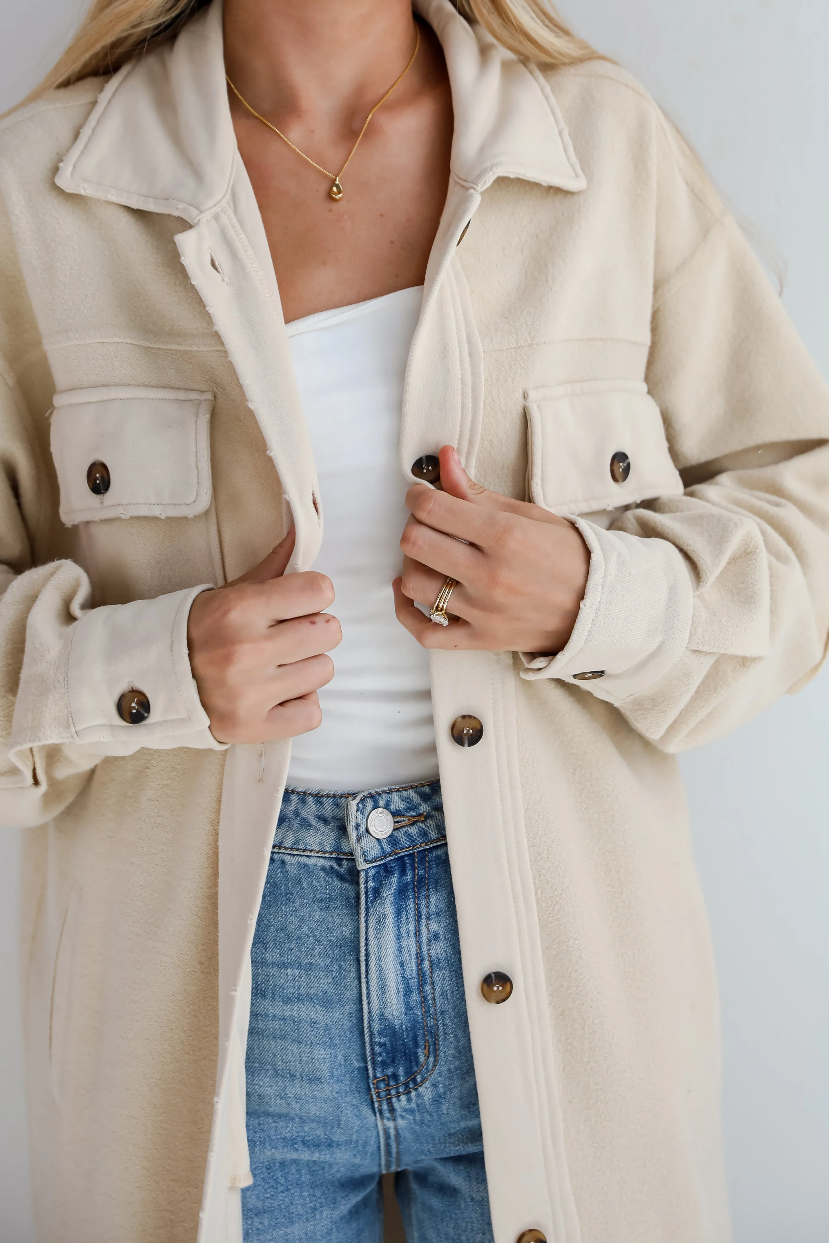 FINAL SALE - Undeniably Stylish Oatmeal Longline Shacket