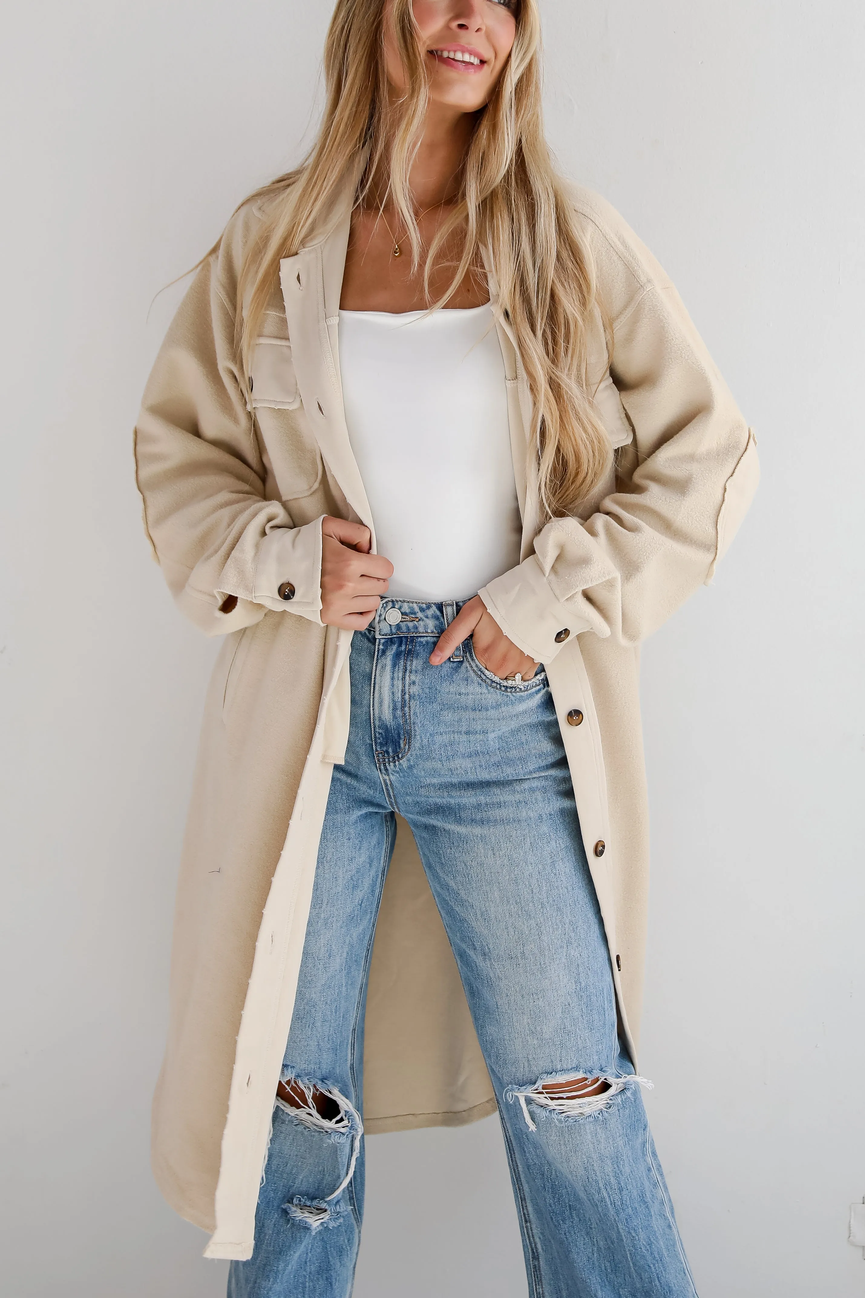 FINAL SALE - Undeniably Stylish Oatmeal Longline Shacket