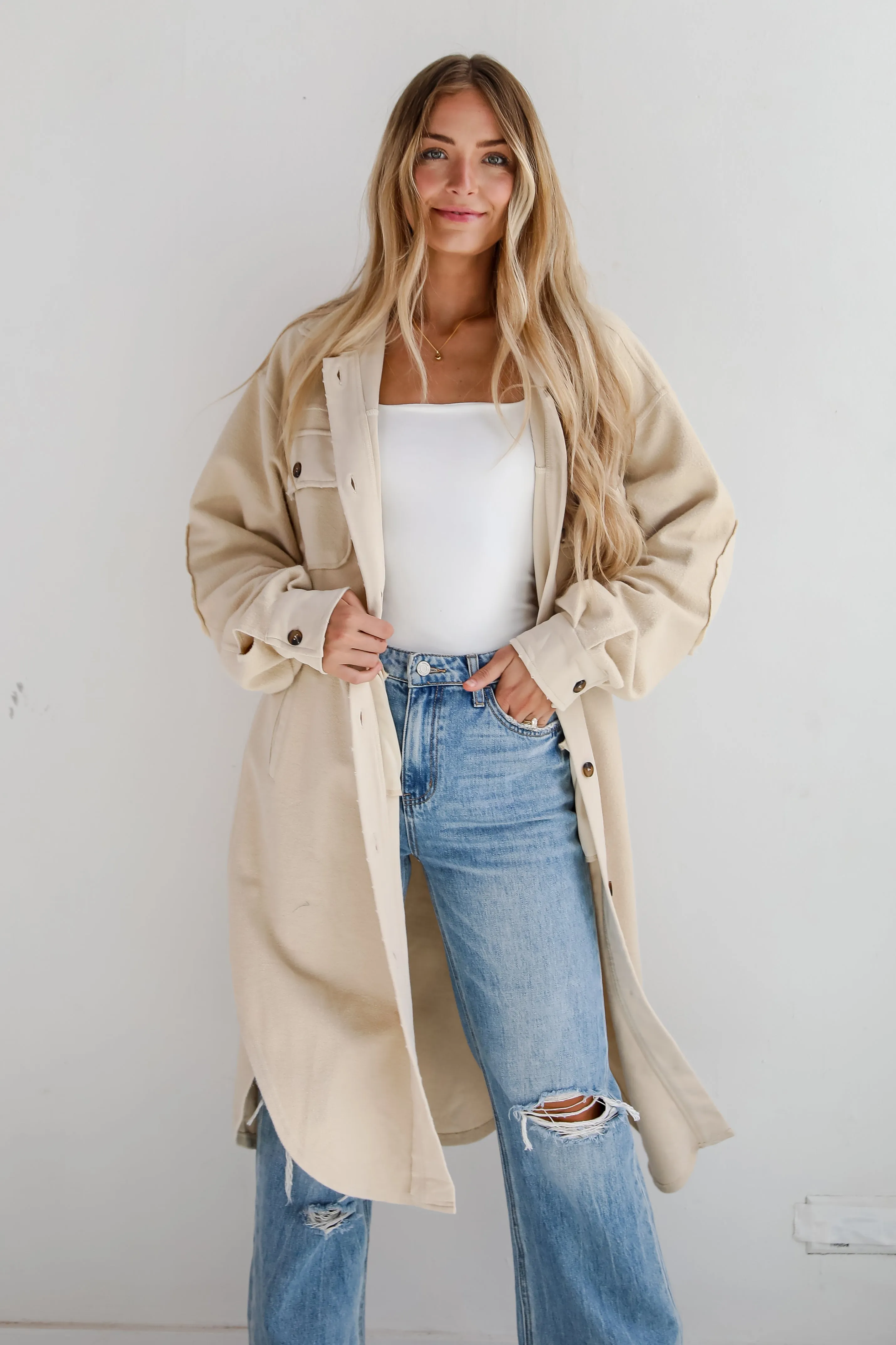 FINAL SALE - Undeniably Stylish Oatmeal Longline Shacket