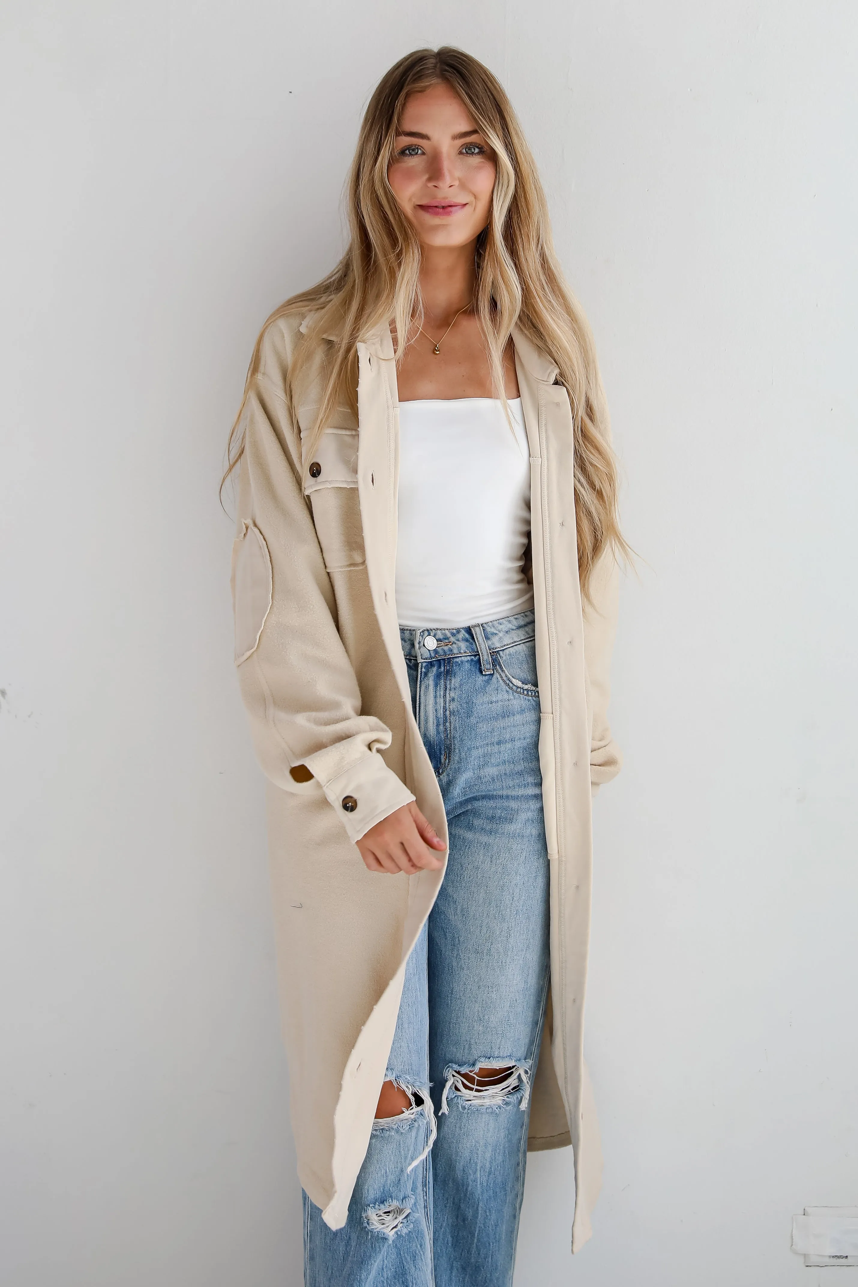 FINAL SALE - Undeniably Stylish Oatmeal Longline Shacket