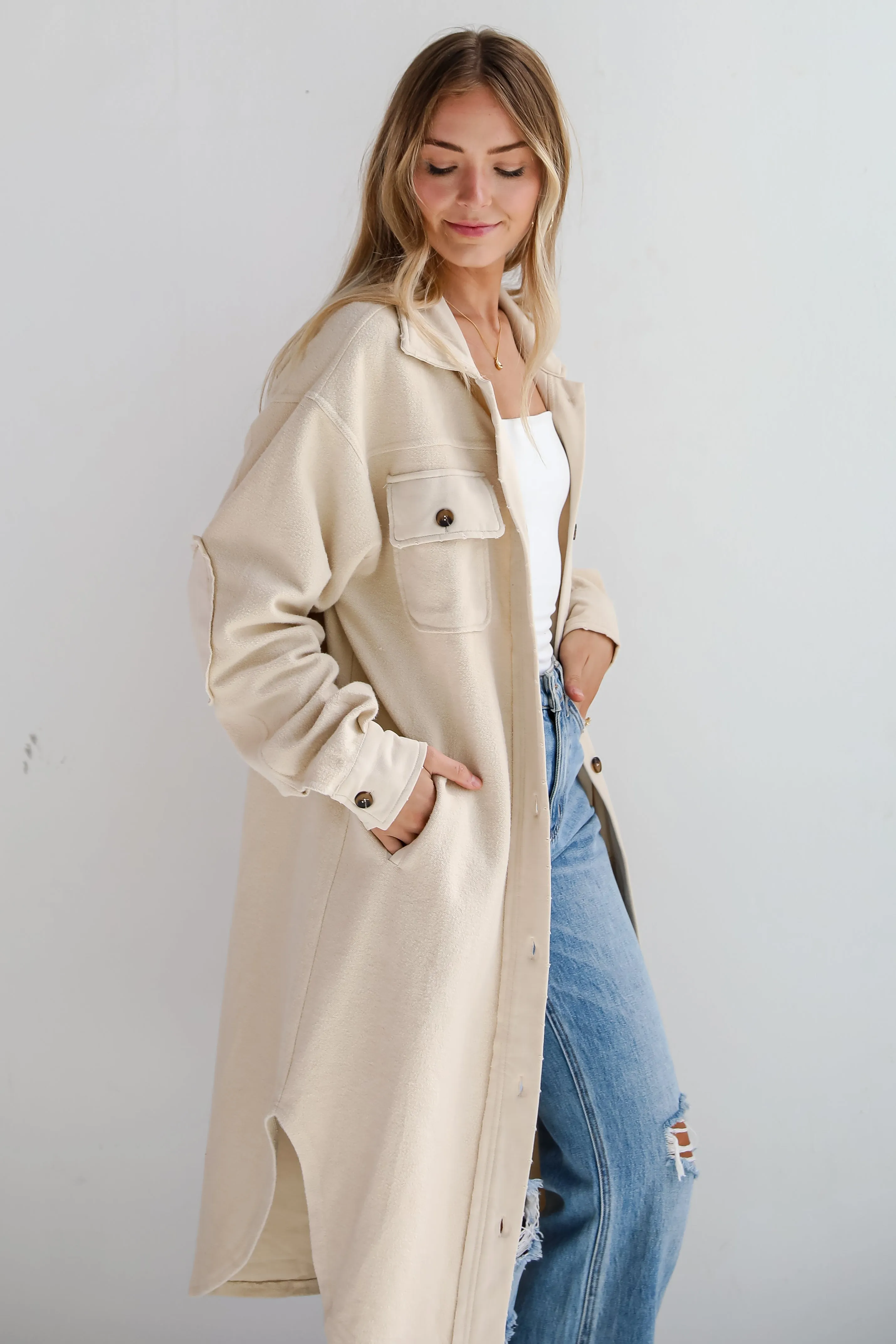 FINAL SALE - Undeniably Stylish Oatmeal Longline Shacket
