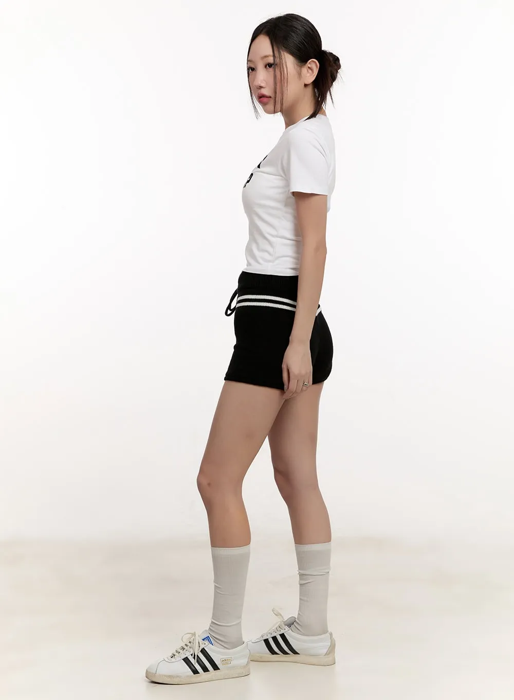 Knitted Slim-Fit Striped Shorts CM507