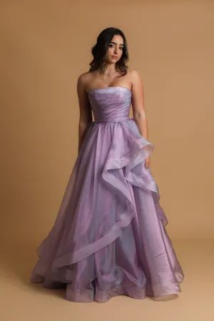Lilac organza ruffle dress