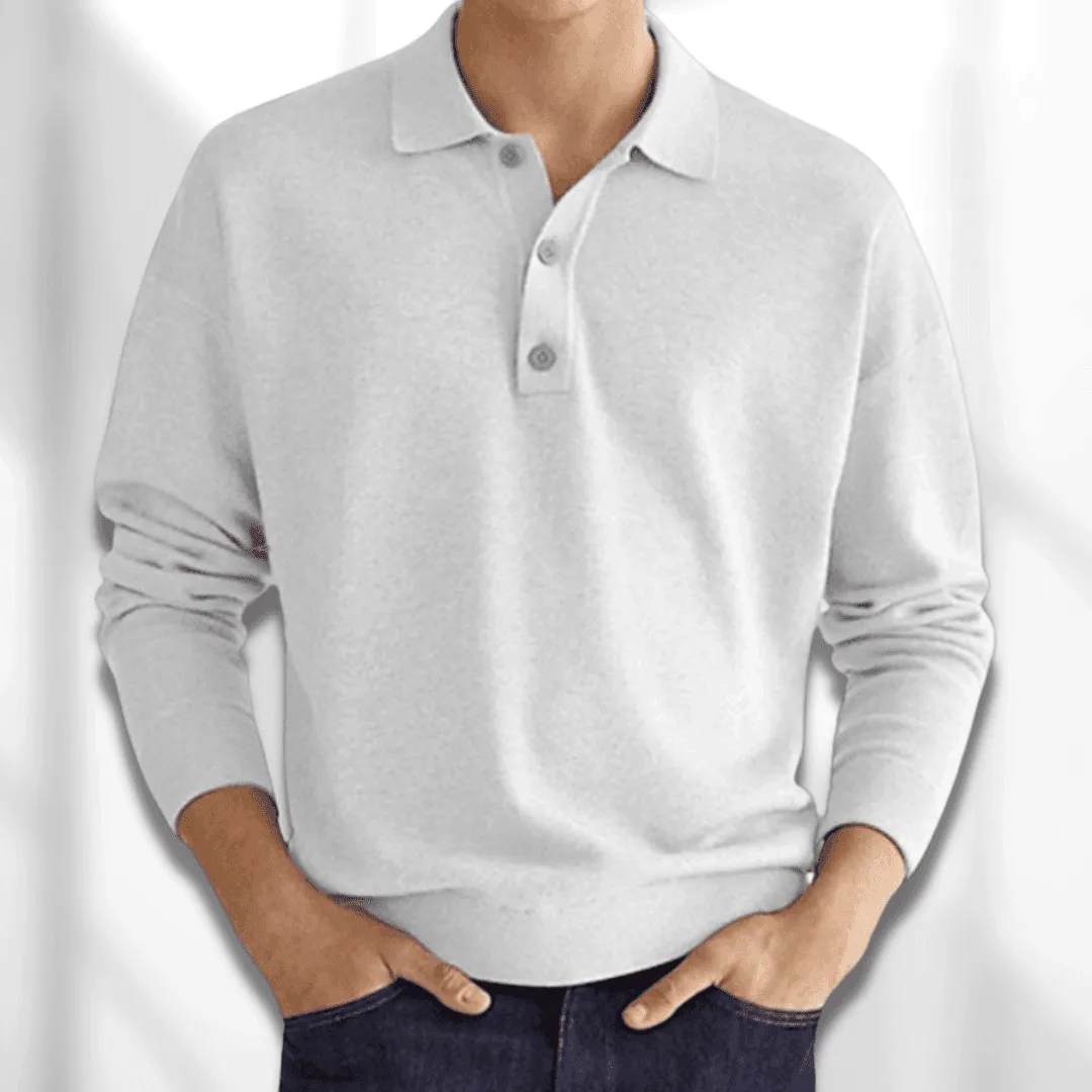 Men's Knitted Long Sleeve Polo Sweater