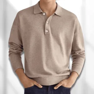Men's Knitted Long Sleeve Polo Sweater