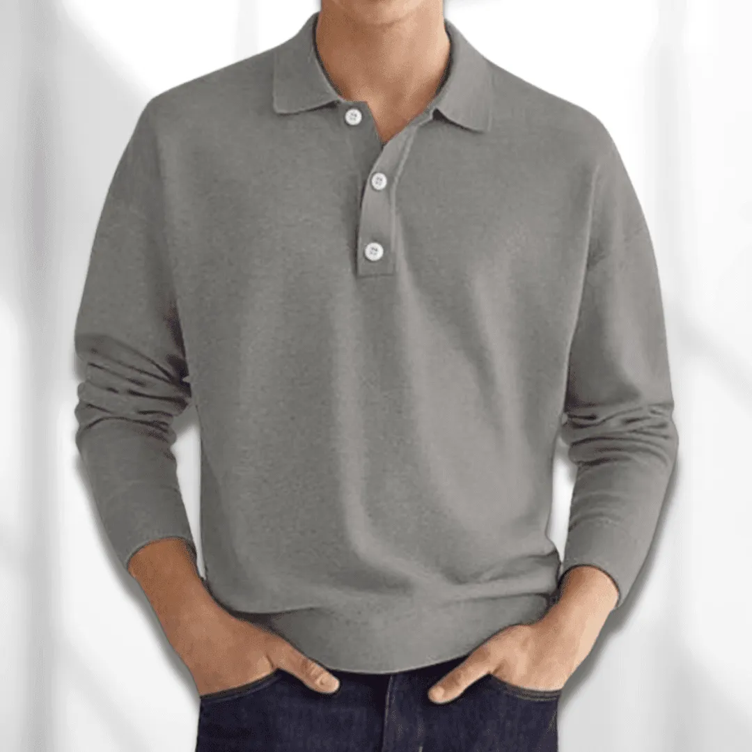 Men's Knitted Long Sleeve Polo Sweater