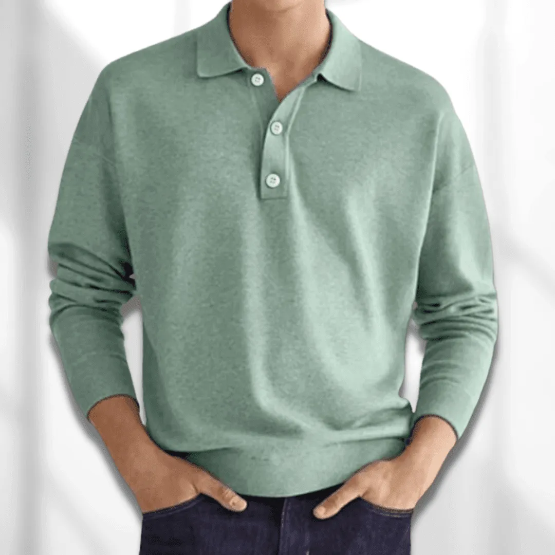 Men's Knitted Long Sleeve Polo Sweater