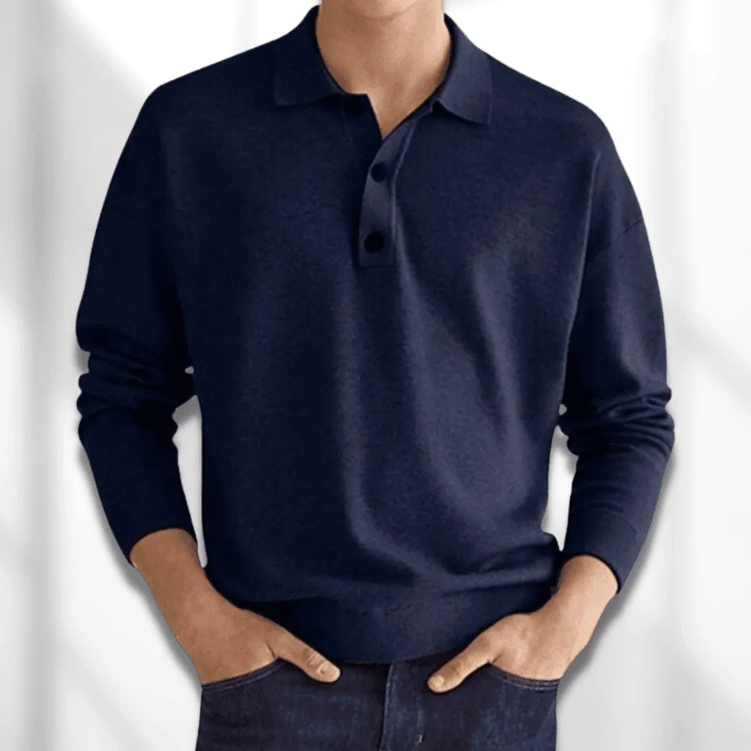 Men's Knitted Long Sleeve Polo Sweater