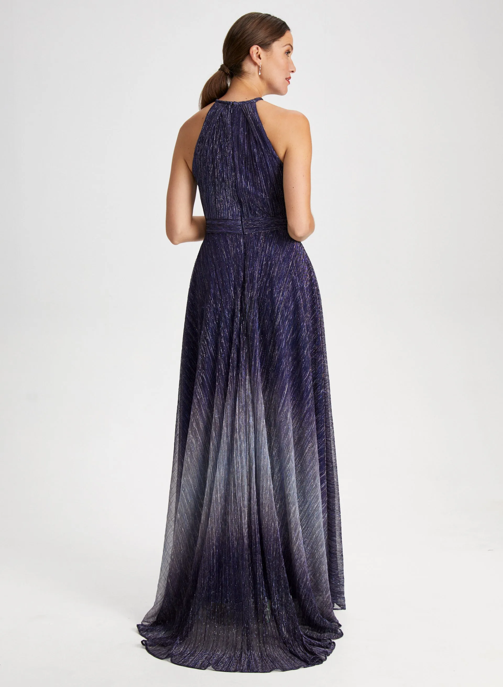 Metallic Halter Neck Dress