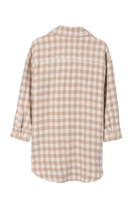 Neutral Gingham Shacket