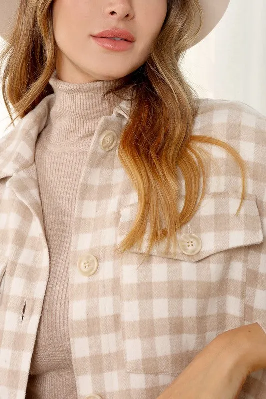 Neutral Gingham Shacket