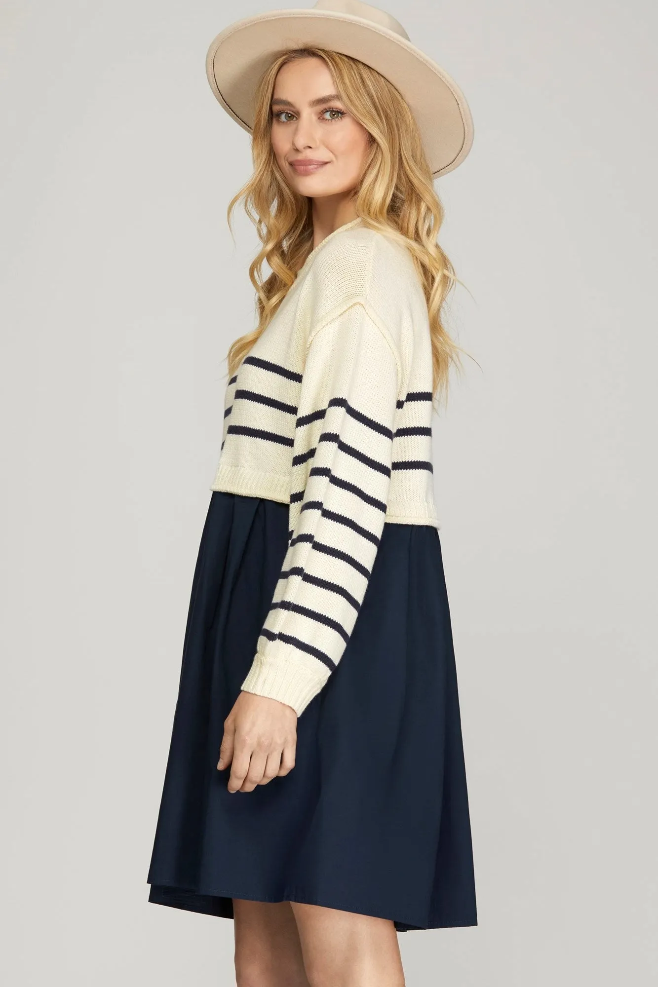 Over Sized Striped Sweater And Dress Combo