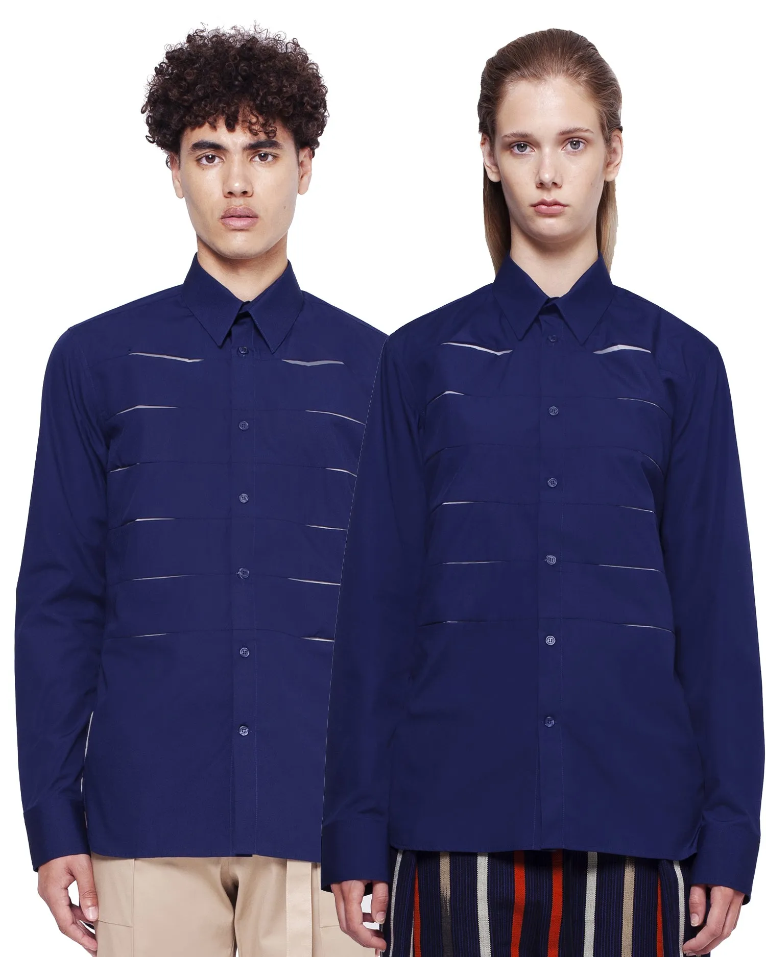 Peekaboo Slim-Fit Shirt - Navy/White