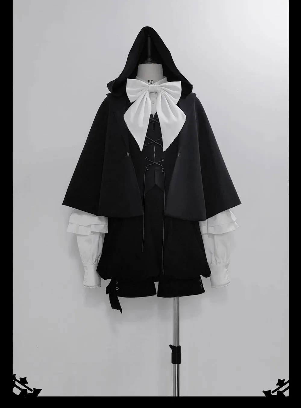 Princess Chronicles~Rabbit Feather~Black Ouji Lolita Vest Shorts Suit Prince Cloak Set