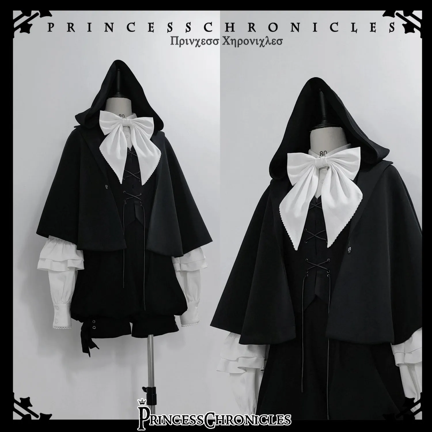 Princess Chronicles~Rabbit Feather~Black Ouji Lolita Vest Shorts Suit Prince Cloak Set
