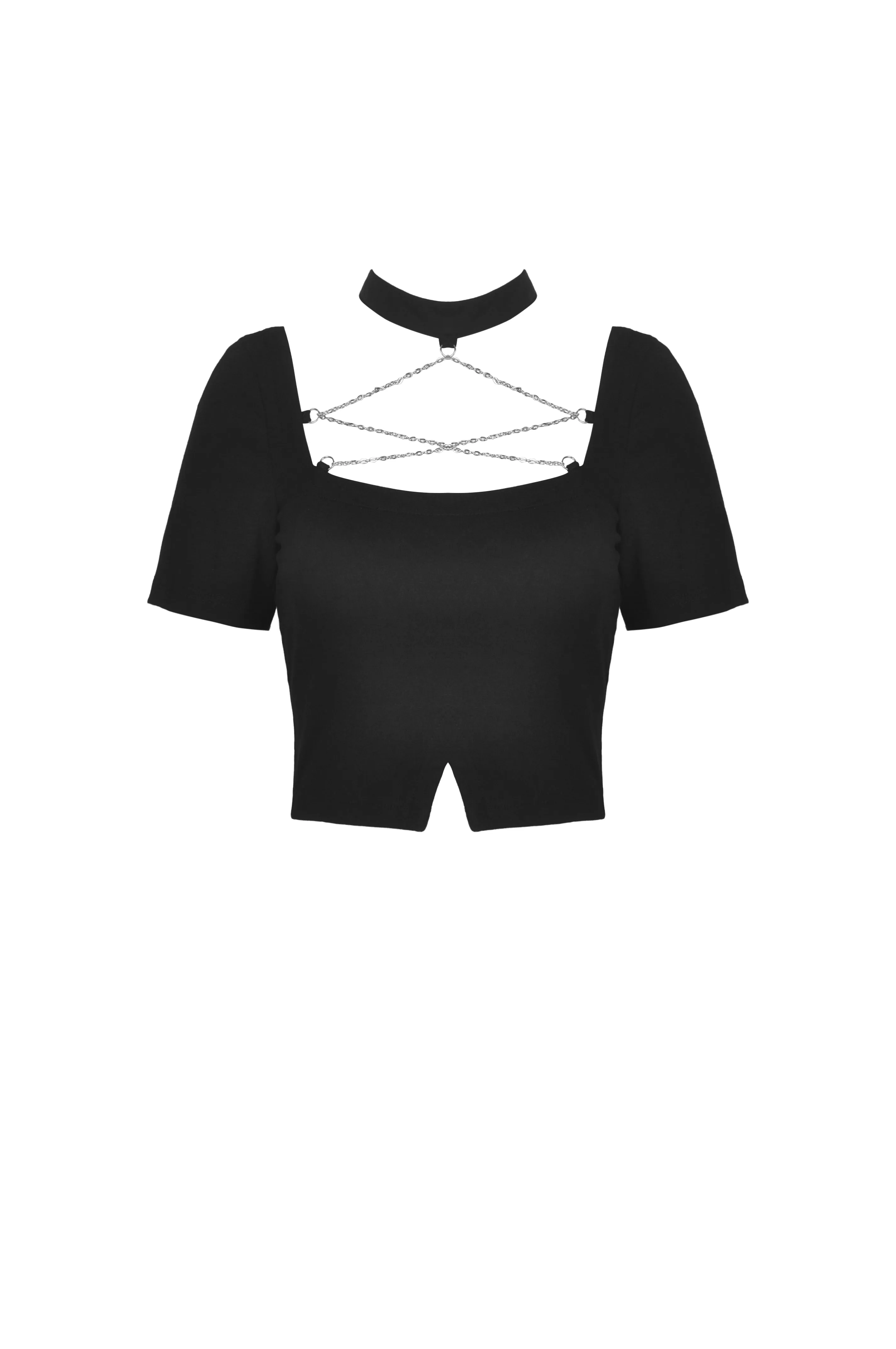 Punk chain chest squace neck top TW330