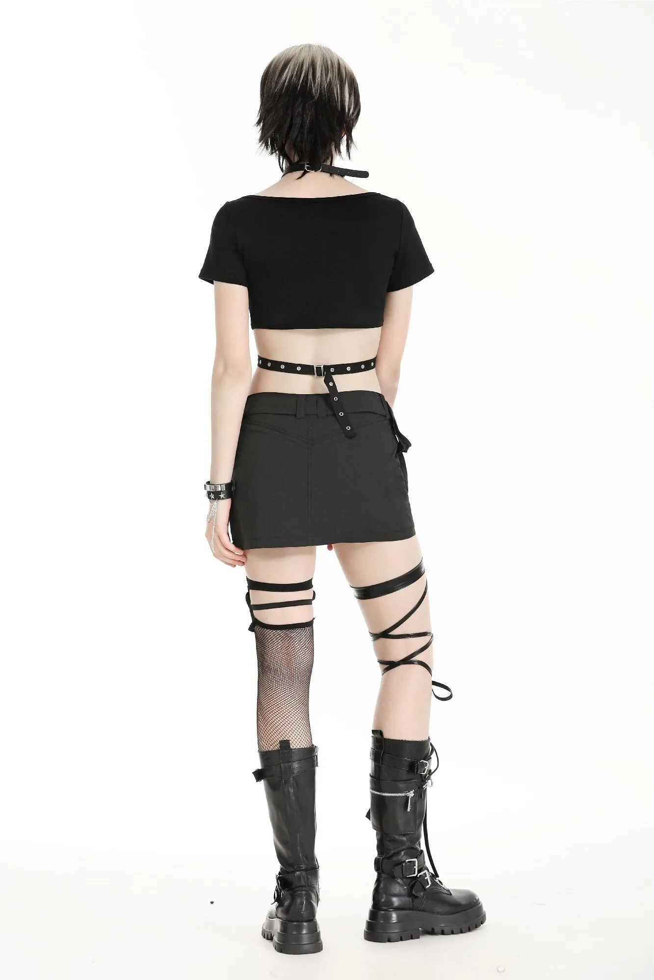Punk rock moto crop top TW591