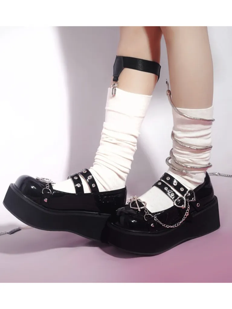 Retro Toe Spicy Platform Shoes Lolita Punk Heeled High Round