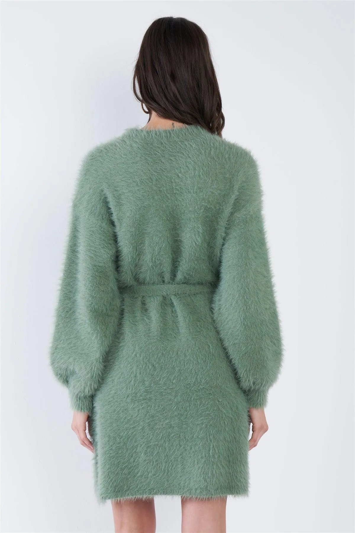 Sage Fuzzy Sweater Dress /4-2-1