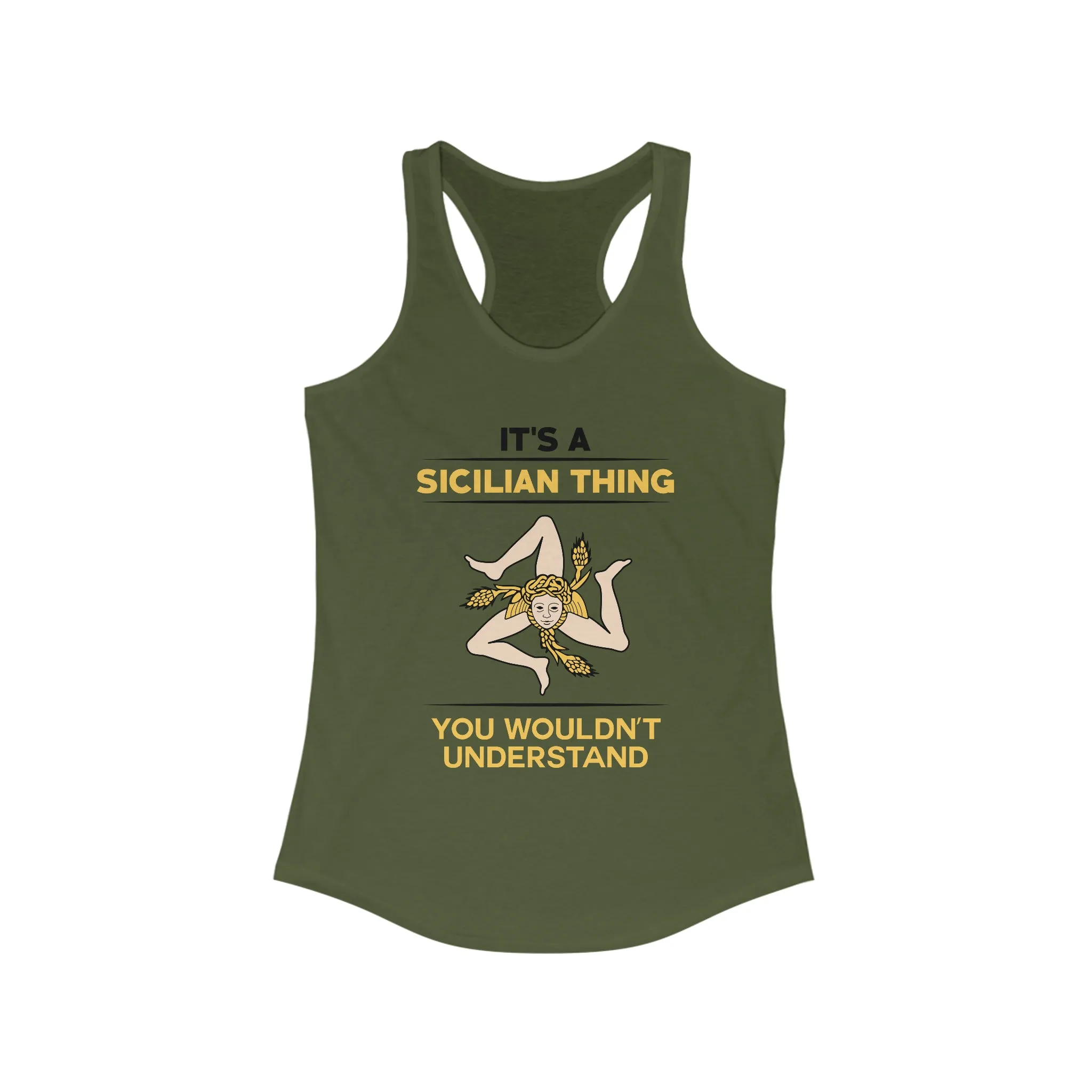 Sicily Italy Coat of Arms Shirts | Sicilian World Travel Gift | Women's Ideal Racerback Tank Top