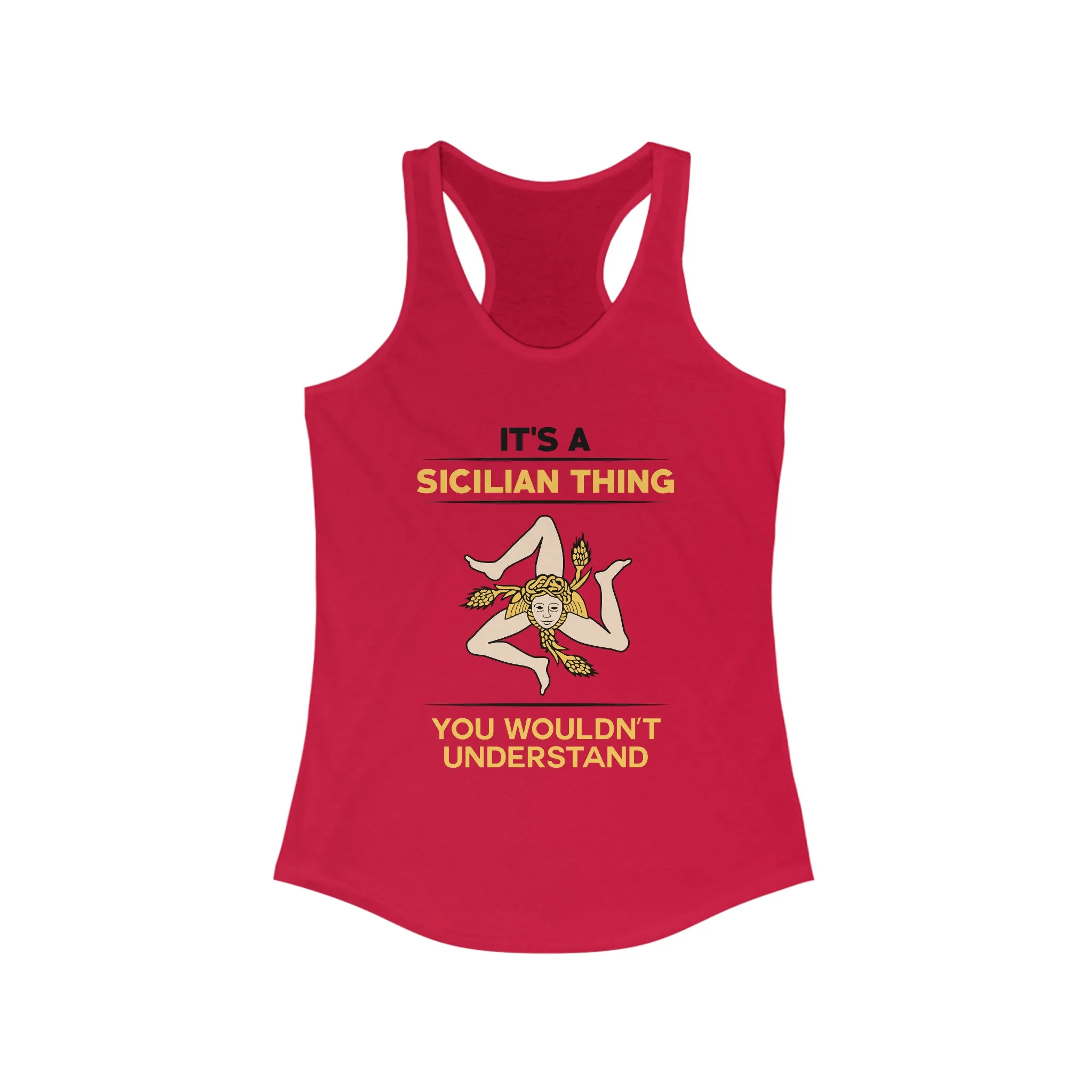 Sicily Italy Coat of Arms Shirts | Sicilian World Travel Gift | Women's Ideal Racerback Tank Top