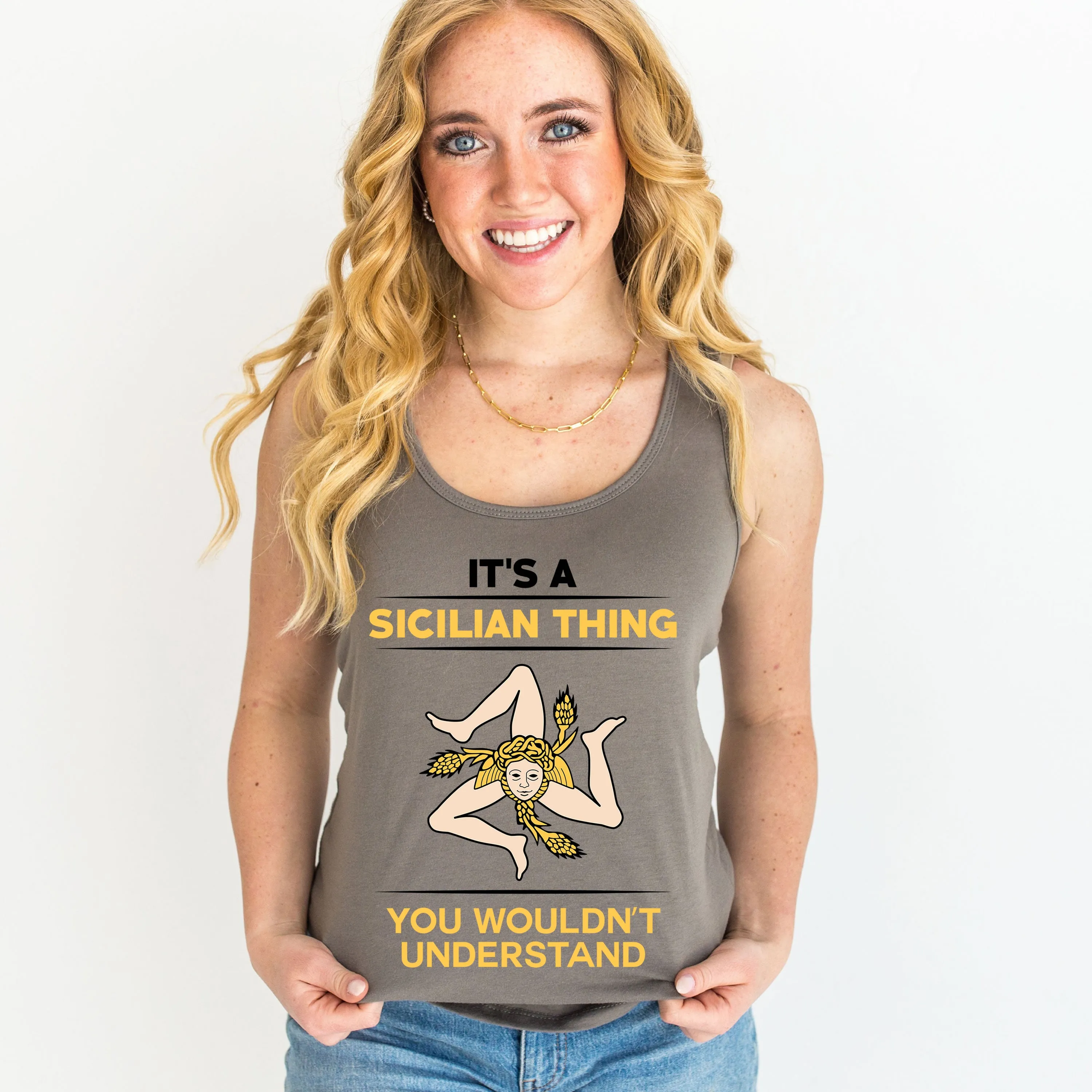 Sicily Italy Coat of Arms Shirts | Sicilian World Travel Gift | Women's Ideal Racerback Tank Top