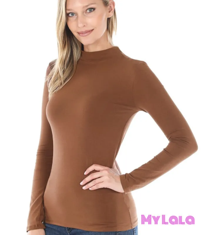 Slim Fit Mock Neck (Lt Brown)