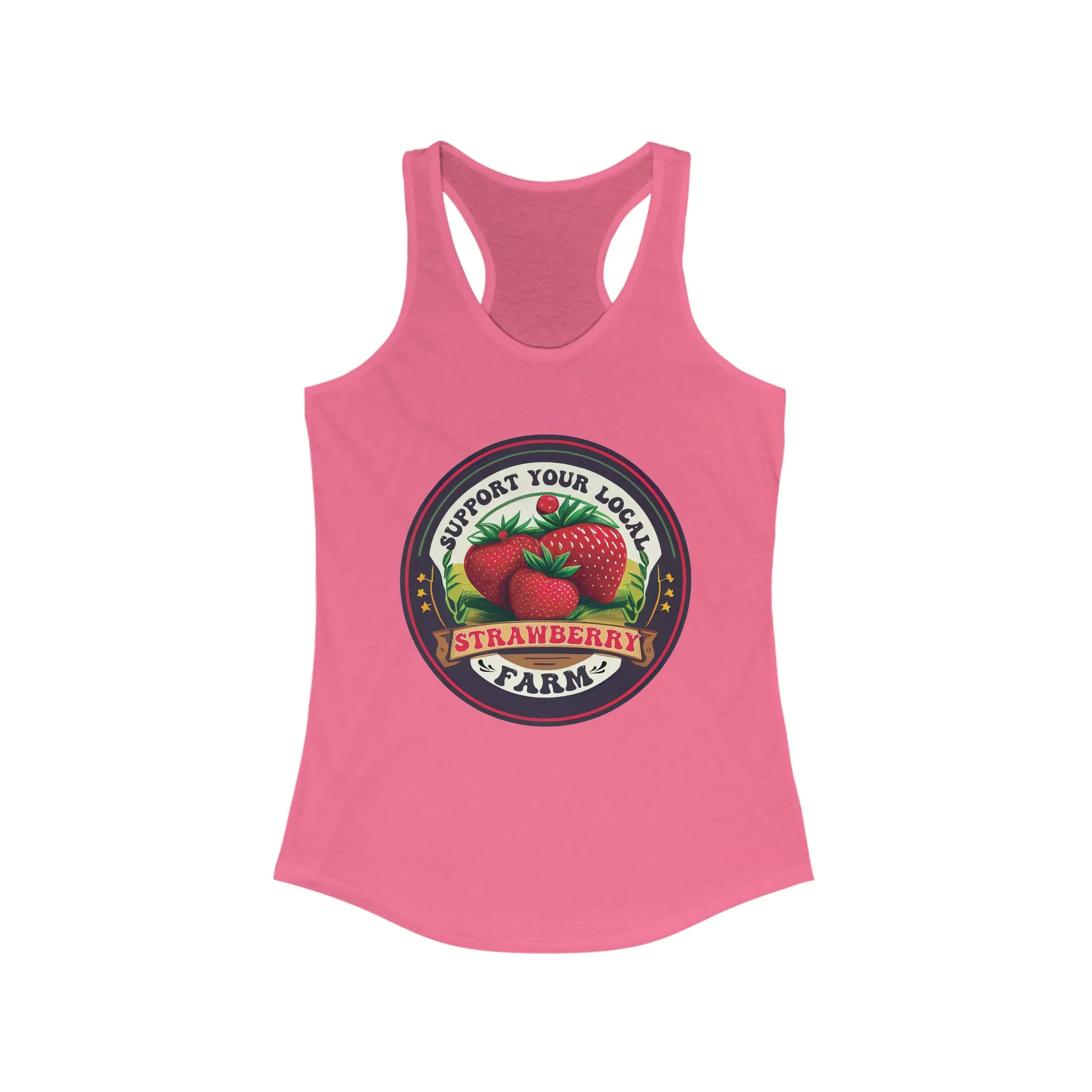 Support Your Local Strawberry Farm Shirt | Strawberry Shirt | Aesthetic Fruit Shirt | Cute Farm Gifts | Women's Slim Fit Racerback Tank