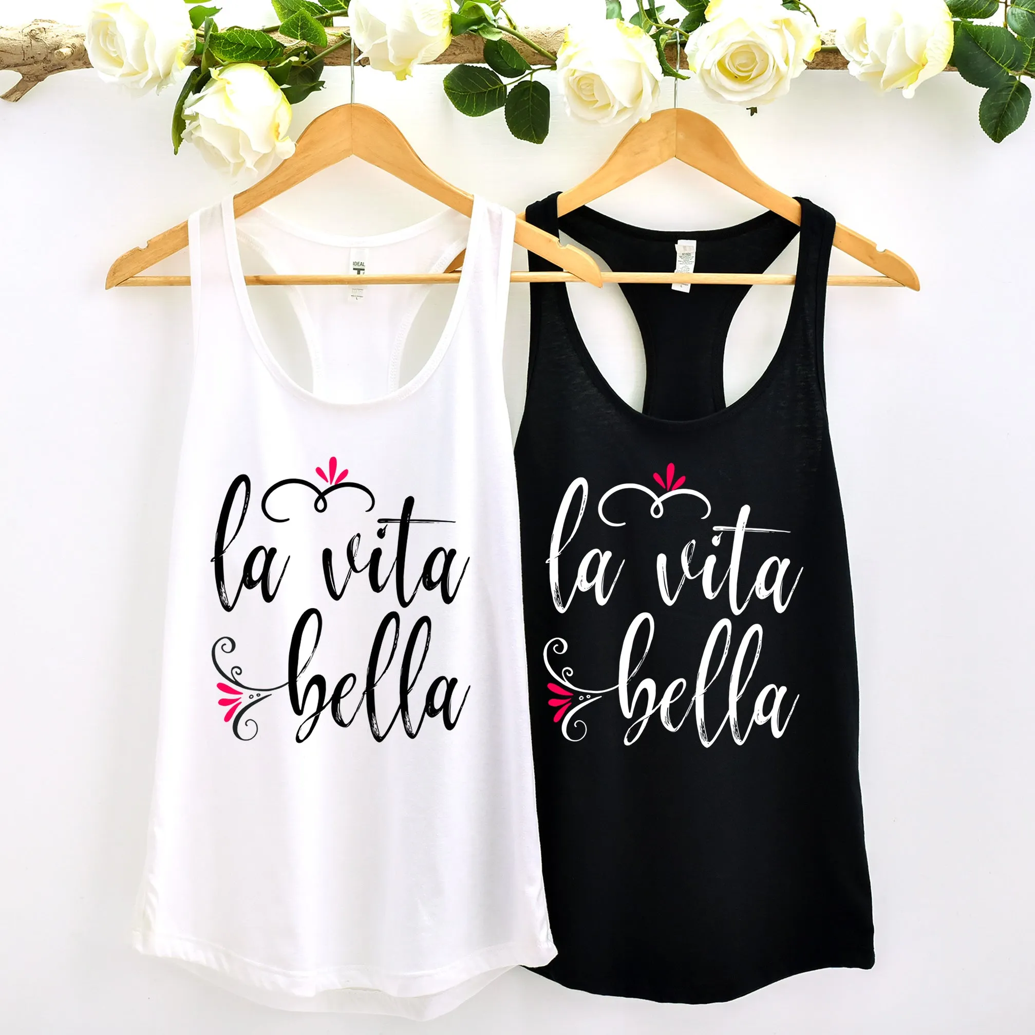 The Bella Vita Good Life World Travel Lover T-shirt | Italy Travel Gift | Women's Slim-fit Racerback Tank Top