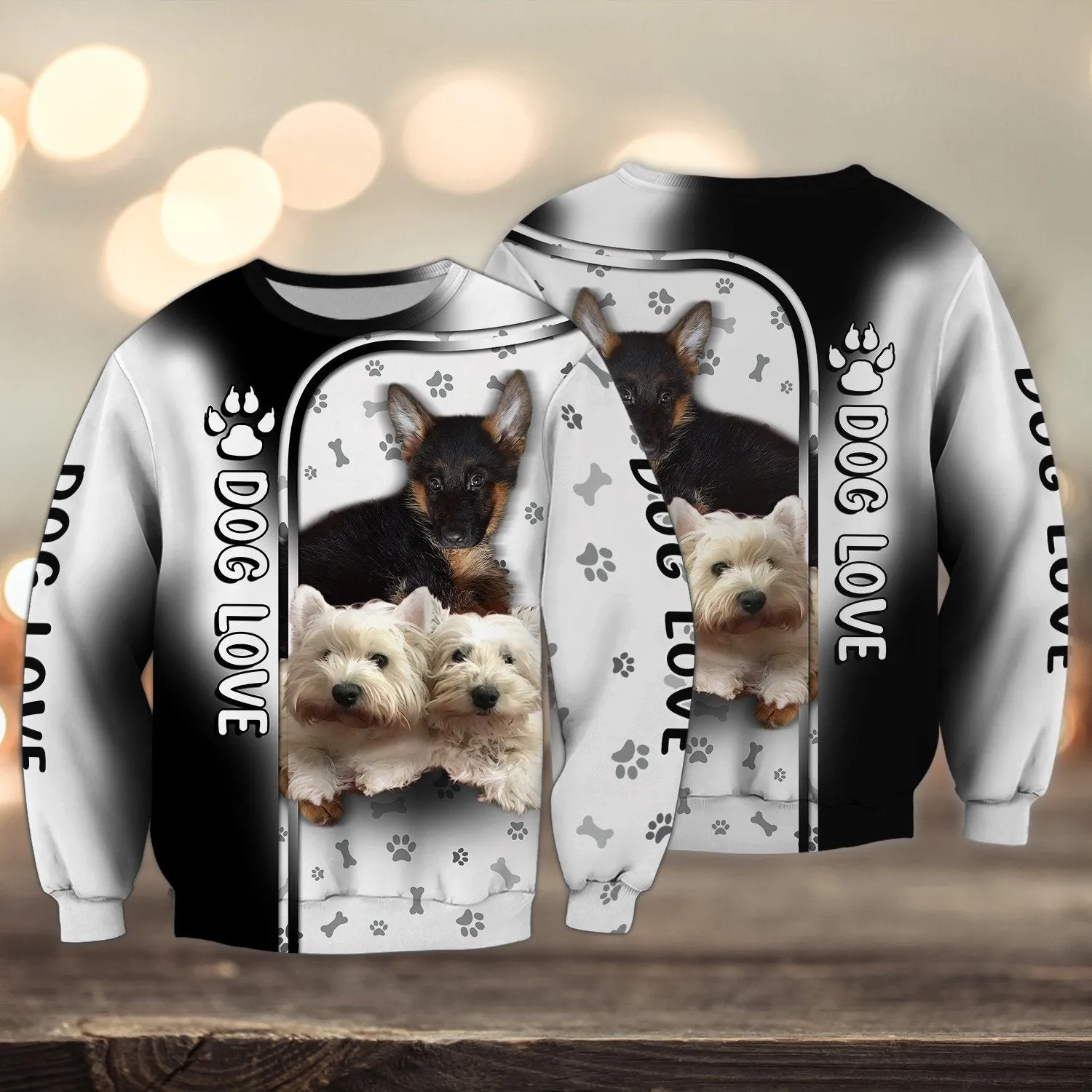 West Highland White Terrier Love Never Walk Alone 3D Full Print Sweatshirt Christmas Gift