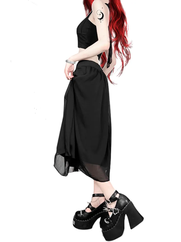 Witch Punk Round Shoes Rivet Dark Rose Platform Toe