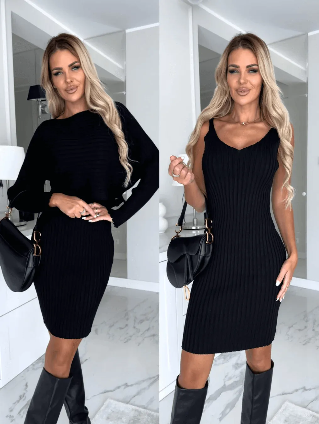 Women's Knit Sleeveless Midi Dress & Sweater Set