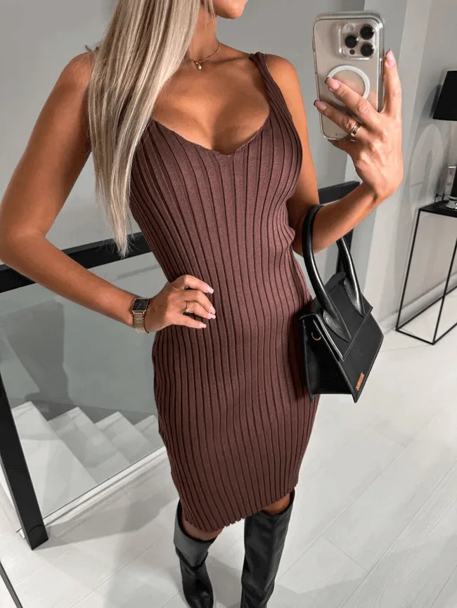 Women's Knit Sleeveless Midi Dress & Sweater Set